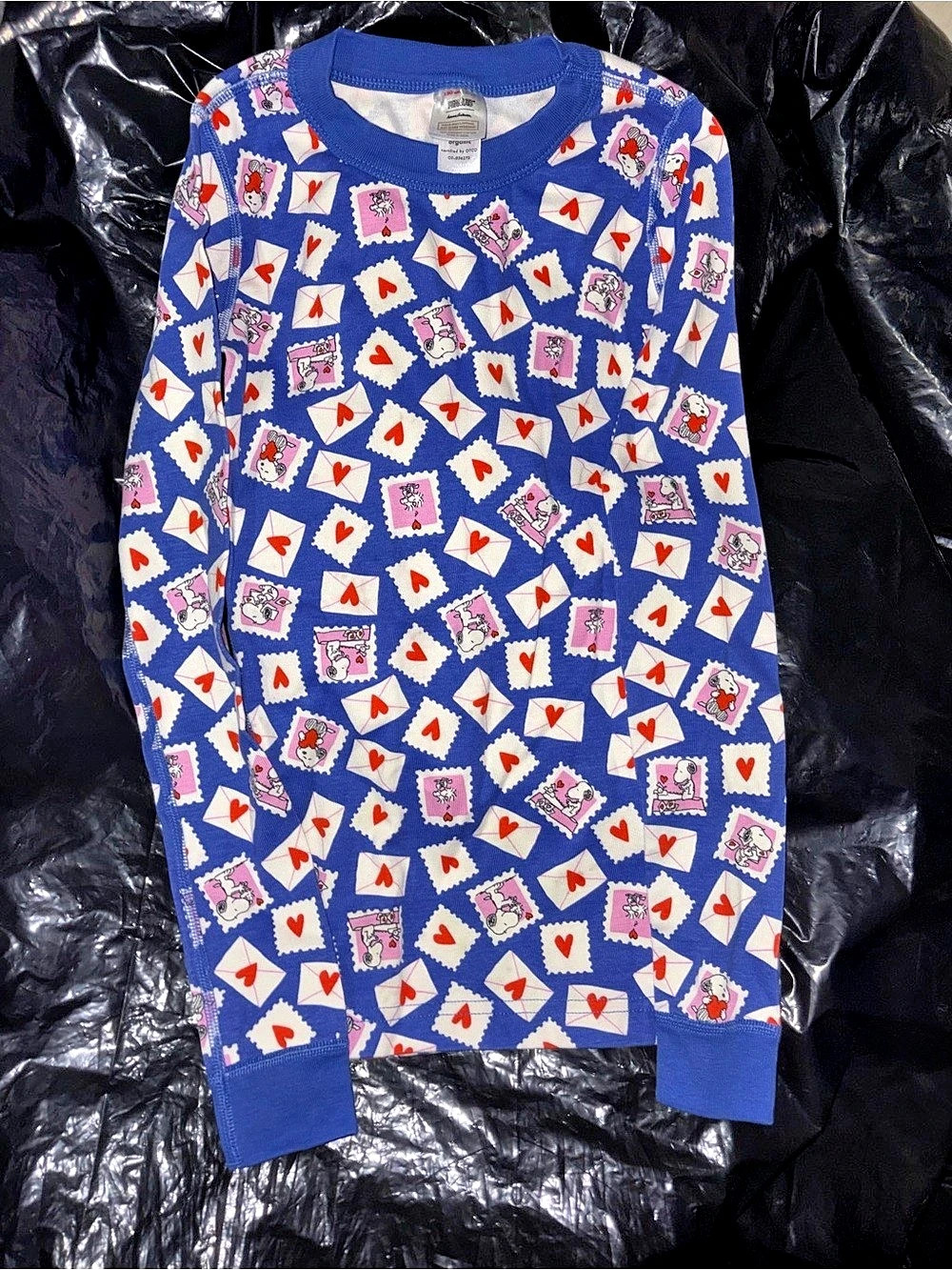 Hanna Andersson Peanuts Love Letters Long John Pajama Set Pajama Set Blue & Pink